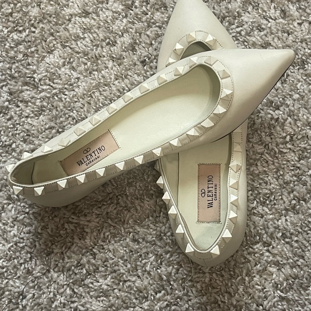 Valentino Women's Cream Studded Flats